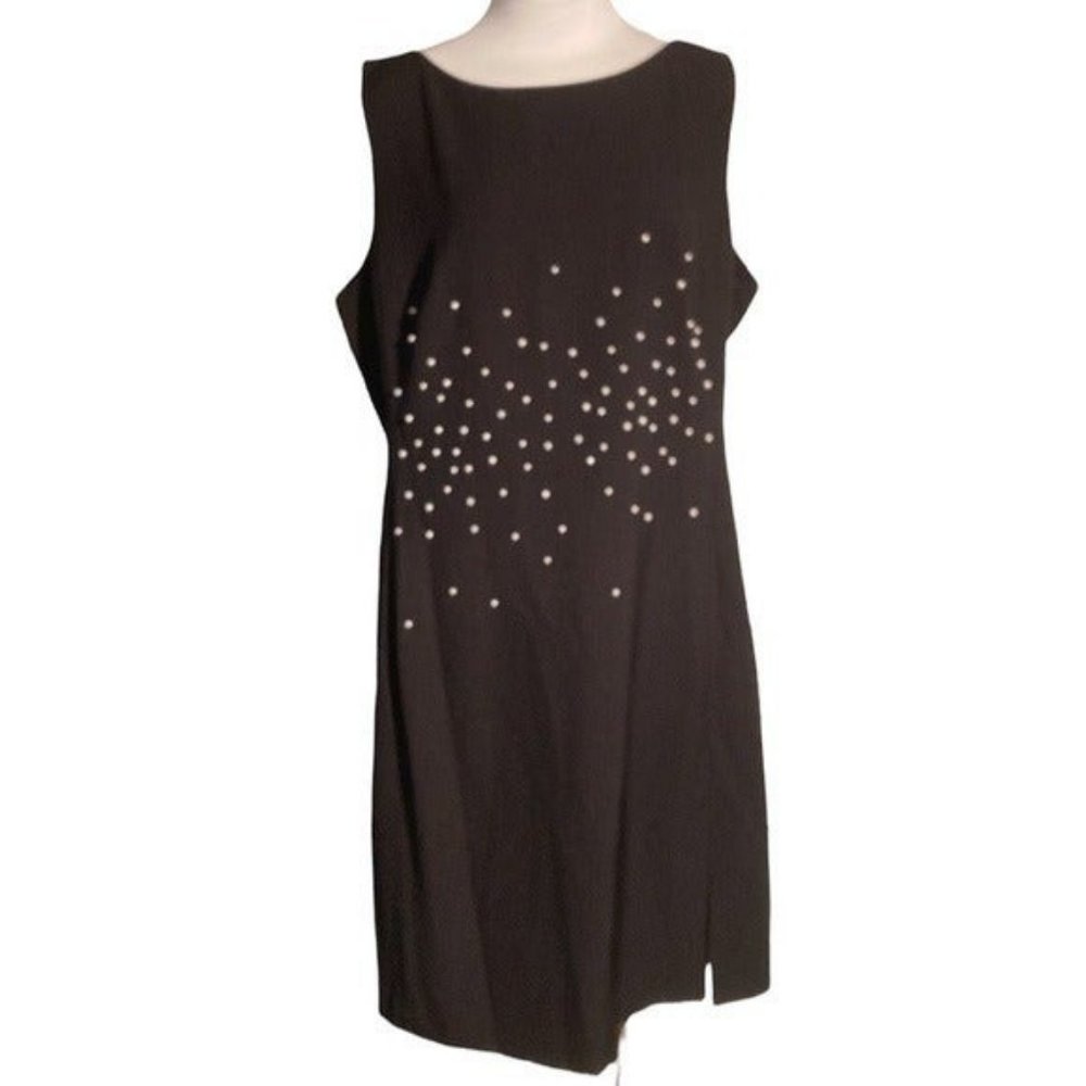 Karl Lagerfeld Paris Black Cocktail Dress with Pearl Detail Size 14 NWT
